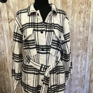 Laundry By Shelli Segal Black and White‎ Utility Jacket with Belt